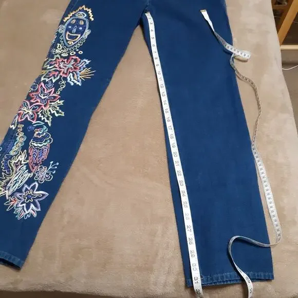 Escada vintage embroidered mom jeans sz 27 waist unique custom rare - Picture 4 of 15